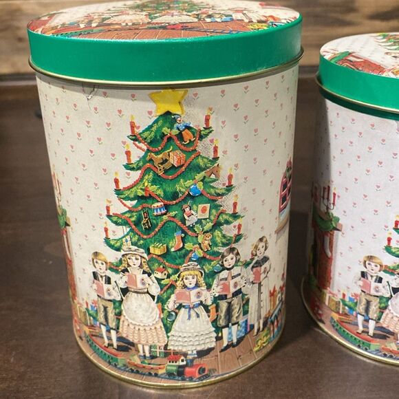 Nesting Singing Around the Christmas Tree Set of 3 Canisters - Picture 2 of 5
